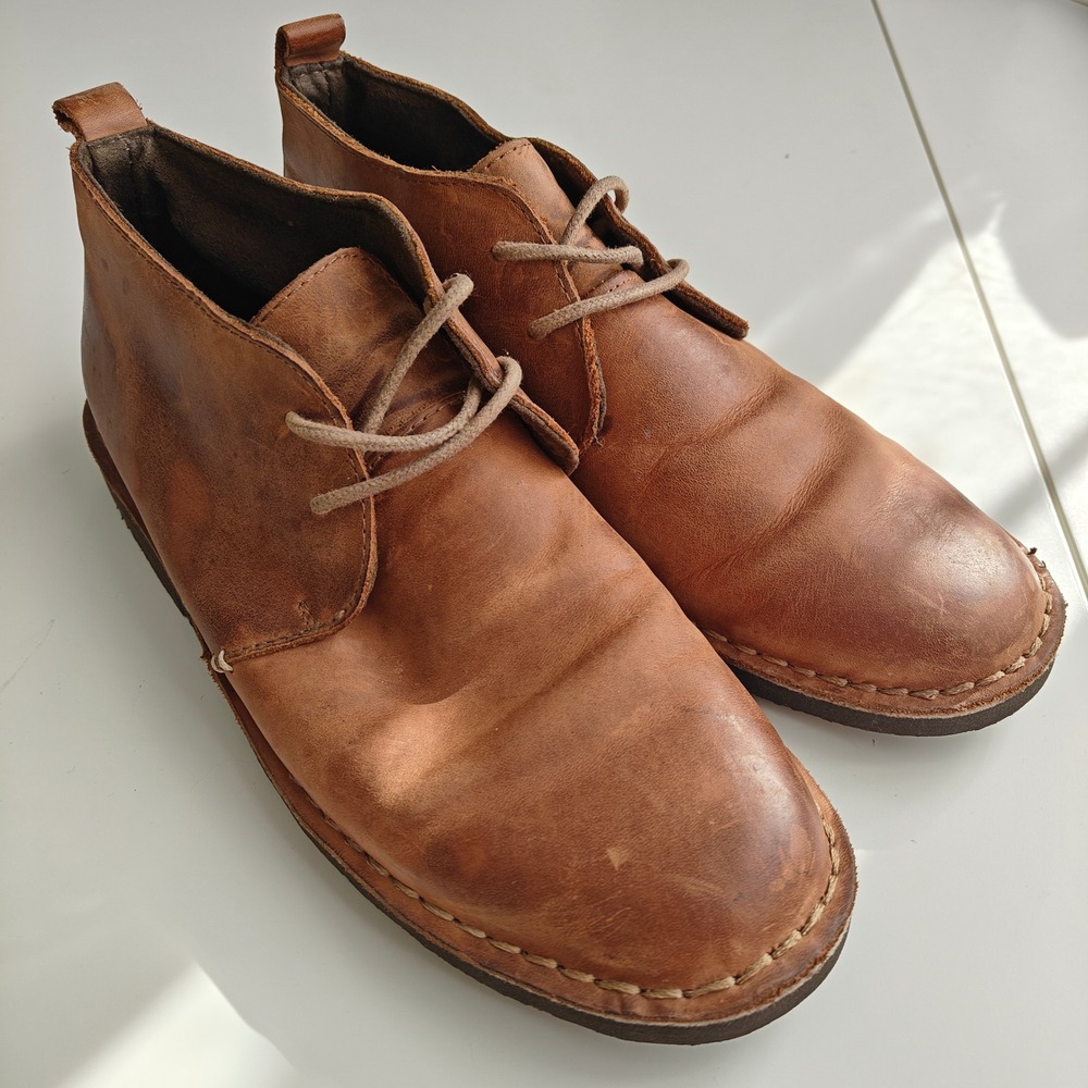 Mens Tan Leather Chukka Boots Lace Up Mid Top Desert Shoe Brown Round Toe Target